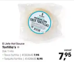Hanos El Jefe Hot Sauce Tortilla's aanbieding
