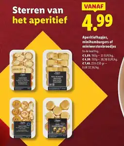 Lidl Aperitiefhapjes, minihamburgers of miniworstenbroodjes aanbieding
