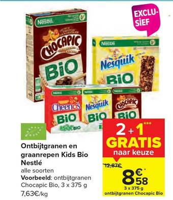 Carrefour Ontbijtgranen En Graanrepen Kids Bio Nestle aanbieding