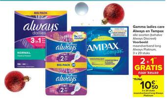 Carrefour Gamma Ladies Care Always En Tampax aanbieding