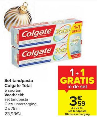 Carrefour Set Tandpasta Colgate Total aanbieding