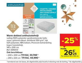 Carrefour Warm Dekbed Antihuisstofmijt aanbieding