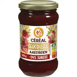 Albert Heijn Céréal Glucoregul jam aardbeien minder suikers aanbieding
