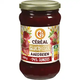 Albert Heijn Céréal Glucoregul jam aardbeien minder suikers aanbieding