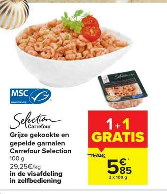 Carrefour Grijze Gekookte En Gepelde Garnalen aanbieding
