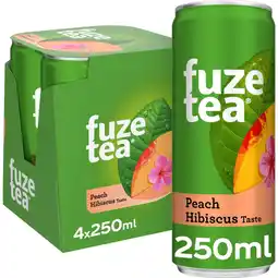 Albert Heijn Fuze Tea Black ice tea peach hibiscus 4-pack aanbieding