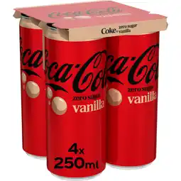 Albert Heijn Coca-Cola Zero sugar vanilla 4-pack aanbieding
