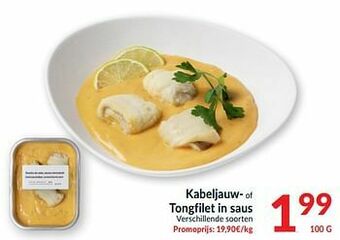 Kabeljauw- of tongfilet in saus