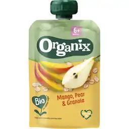 Albert Heijn Organix Knijpfruit mango peer granola 6m+ aanbieding