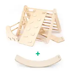 Decathlon Zweedse Muur en Driehoek Klim Set 2in1 met balansbord Montessori, Naturel aanbieding