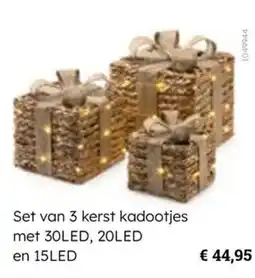 Multi bazar Set van 3 kerst kadootjes met 30LED, 20LED en 15LED aanbieding