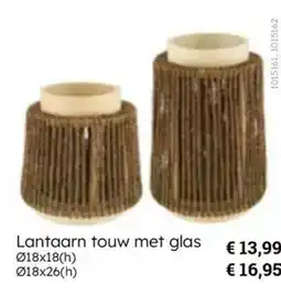 Multi bazar Lantaarn touw met glas aanbieding