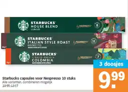 Albert Heijn Starbucks capsules voor Nespresso 10 stuks aanbieding