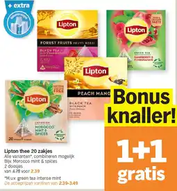 Albert Heijn Lipton thee 20 zakjes aanbieding