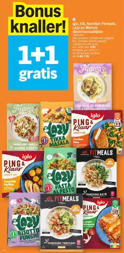 Albert Heijn Iglo, XXL Nutrition Fitmeals, Lazy en Mama's diepvriesmaaltijden aanbieding