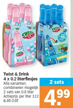 Albert Heijn Twist & Drink 4 x 0.2 literflesjes aanbieding