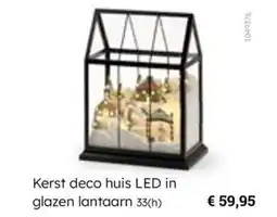 Multi bazar Kerst deco huis LED in glazen lantaarn aanbieding