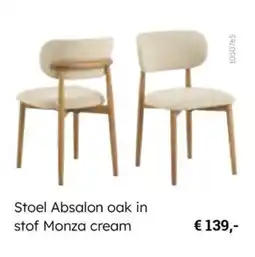 Multi bazar Stoel Absalon oak in stof Monza cream aanbieding
