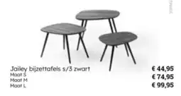 Multi bazar Jailey bijzettafels s/3 zwart aanbieding