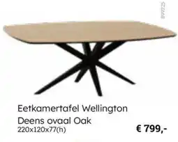 Multi bazar Eetkamertafel Wellington Deens ovaal Oak aanbieding