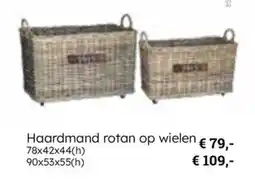 Multi bazar Haardmand rotan op wielen aanbieding