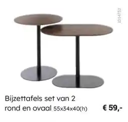 Multi bazar Bijzettafels set van 2 rond en ovaal aanbieding