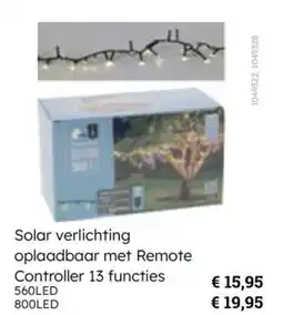 Multi bazar Solar verlichting oplaadbaar met Remote Controller 13 functies aanbieding
