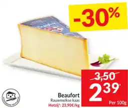 Intermarché Beaufort Rauwmelkse kaas aanbieding