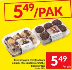 Intermarché Mini brookies, mini fondants en mini cakes appel/karamel of bosvruchten aanbieding