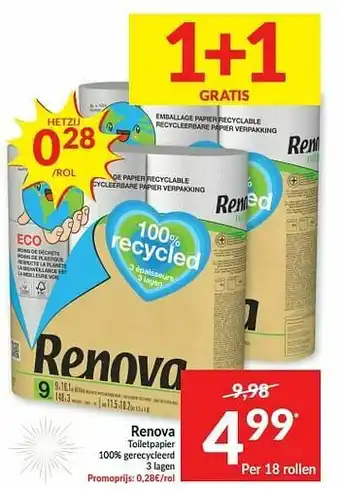 Intermarché Renova toiletpapier 100% gerecycleerd aanbieding
