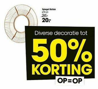 Kwantum Spiegel rattan aanbieding