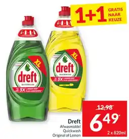 Intermarché Dreft Afwasmiddel Quickwash Original of Lemon aanbieding