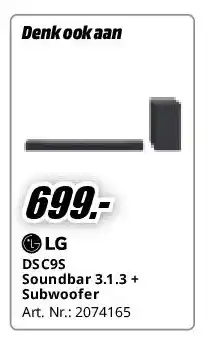 MediaMarkt LG DSC9S Soundbar 3.1.3 + Subwoofer aanbieding