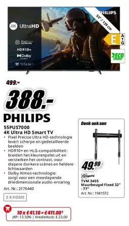 MediaMarkt Philips 55PUS7000 4K Ultra HD Smart TV aanbieding