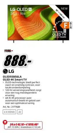 MediaMarkt LG OLED55B56LA OLED 4K Smart TV aanbieding