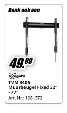 MediaMarkt TVM 3405 Muurbeugel Fixed 32” - 77” aanbieding