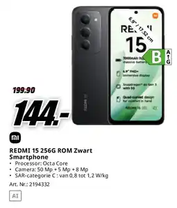 MediaMarkt Mi REDMI 15 256G ROM Zwart Smartphone aanbieding