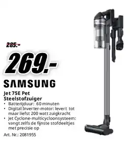 MediaMarkt Samsung Jet 75E Pet Steelstofzuiger aanbieding