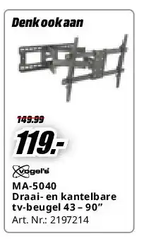 MediaMarkt MA-5040 Draai- en kantelbare tv-beugel 43 – 90” aanbieding