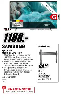 MediaMarkt Samsung QE85Q7F QLED 4K Smart TV aanbieding