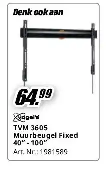 MediaMarkt TVM 3605 Muurbeugel Fixed 40” - 100” aanbieding