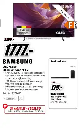 MediaMarkt Samsung QE77S85F OLED 4K Smart TV aanbieding