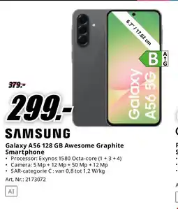 MediaMarkt Samsung Galaxy A56 128 GB Awesome Graphite Smartphone aanbieding