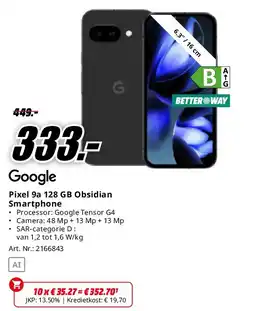 MediaMarkt Google Pixel 9a 128 GB Obsidian Smartphone aanbieding