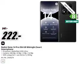 MediaMarkt Mi Redmi Note 14 Pro 256 GB Midnight Zwart Smartphone aanbieding