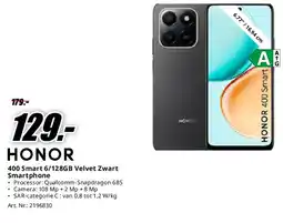 MediaMarkt Honor 400 Smart 6/128GB Velvet Zwart Smartphone aanbieding