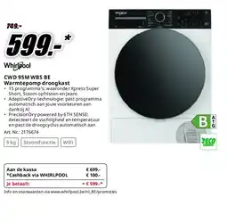 MediaMarkt Whirlpool CWD 95M WBS BE Warmtepomp droogkast aanbieding