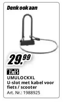 MediaMarkt UMULOCKXL U-slot met kabel voor fiets / scooter aanbieding