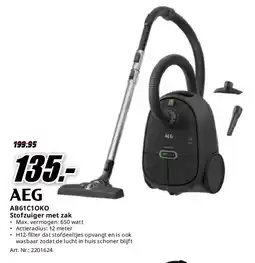 MediaMarkt AEG AB61C1OKO Stofzuiger met zak aanbieding