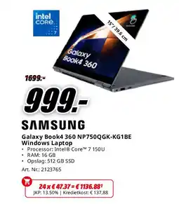 MediaMarkt Samsung Galaxy Book4 360 NP750QGK-KG1BE Windows Laptop aanbieding